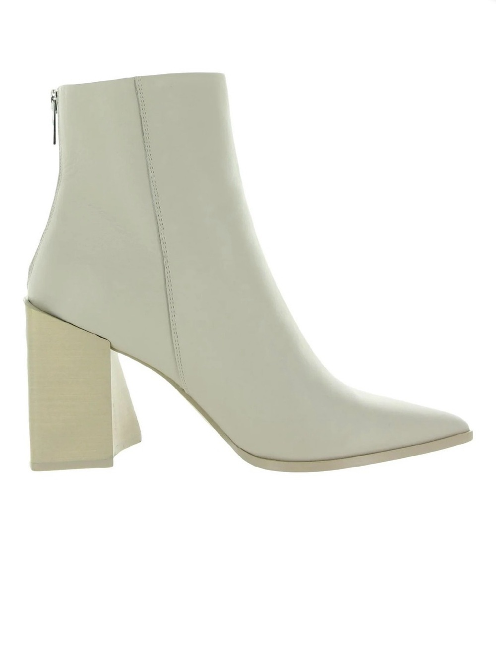 Steve Madden Women's Cream/ White ish Pointed Toe Block Heel Ankle Boots